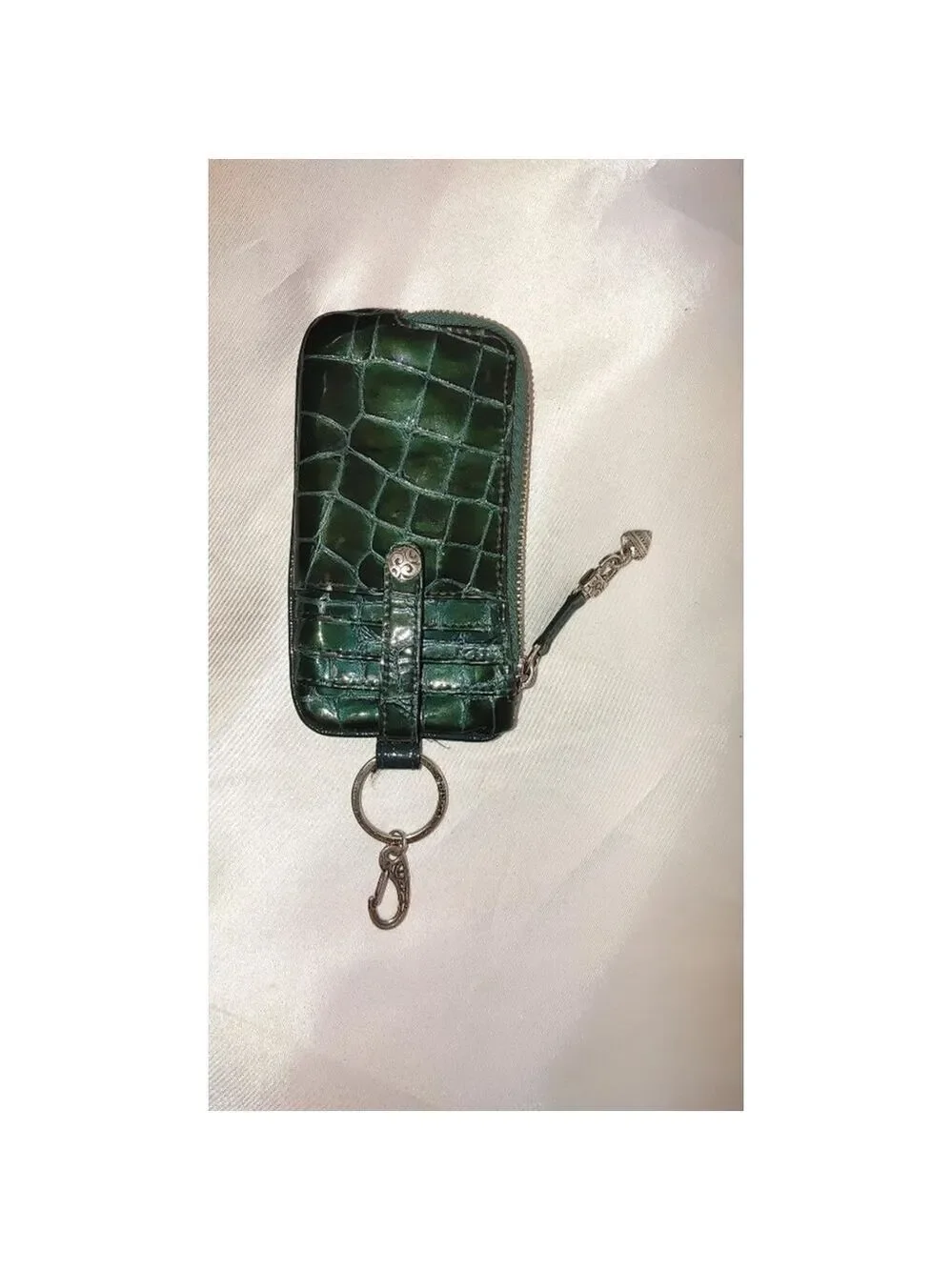 Brighton Green Patent Croc Embossed Keychain Accessories Pouch